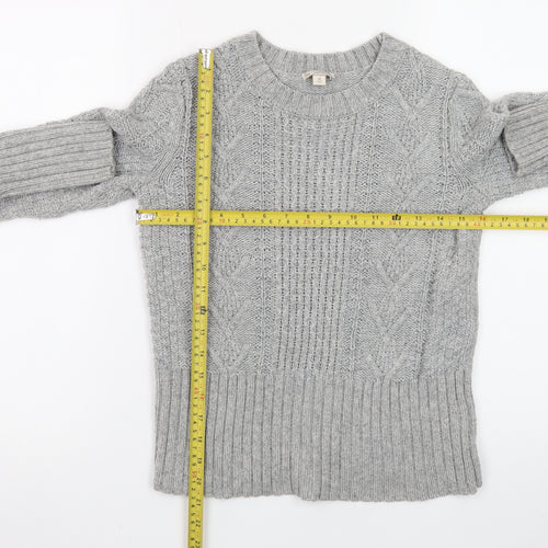 Gap Women Grey Cable-Knit Jumper S Classic Winter Knitwear