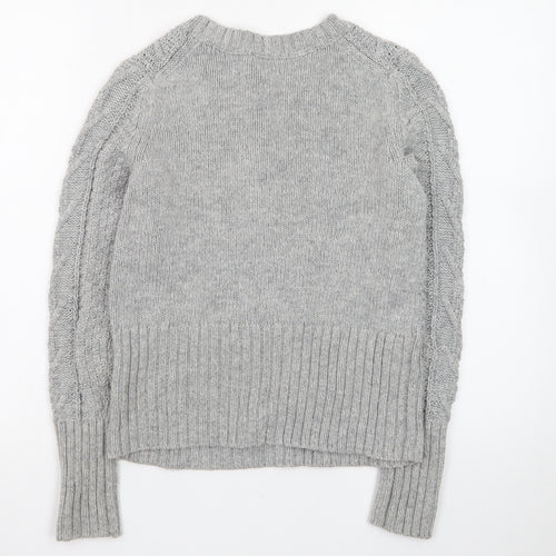 Gap Women Grey Cable-Knit Jumper S Classic Winter Knitwear