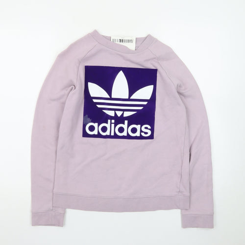Adidas Womens Lilac Sweatshirt Size 10 Purple Trefoil Logo Pullover