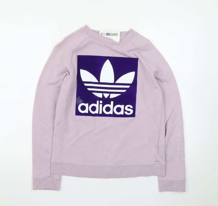 Adidas Womens Lilac Sweatshirt Size 10 Purple Trefoil Logo Pullover