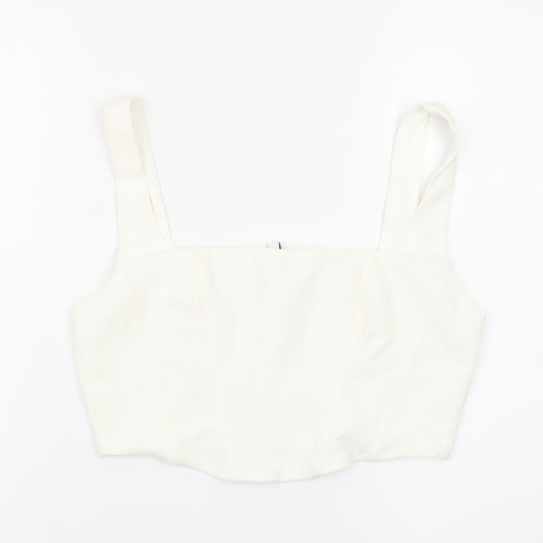 Stradivarius Women Ivory Camisole Tank Top Size 12 Slim Fit