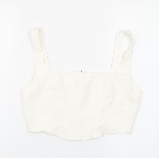 Stradivarius Women Ivory Camisole Tank Top Size 12 Slim Fit