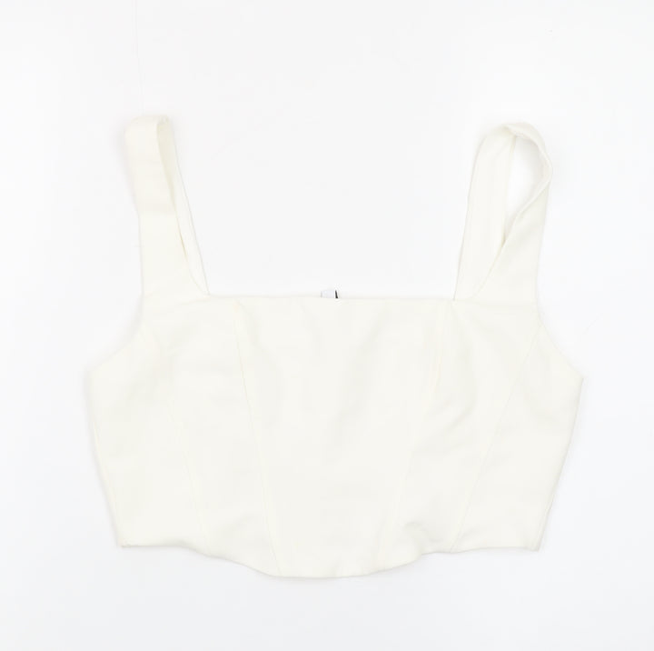 Stradivarius Women Ivory Camisole Tank Top Size 12 Slim Fit