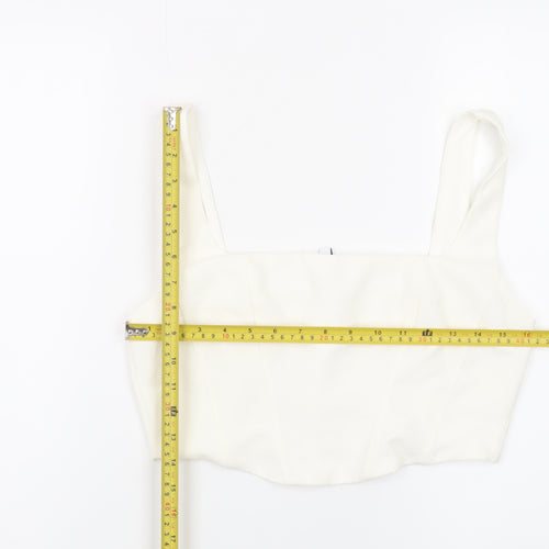 Stradivarius Women Ivory Camisole Tank Top Size 12 Slim Fit