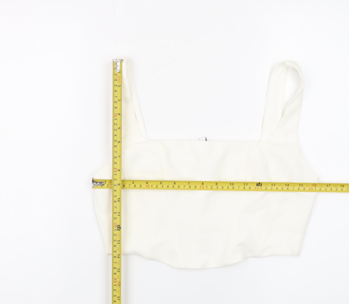 Stradivarius Women Ivory Camisole Tank Top Size 12 Slim Fit