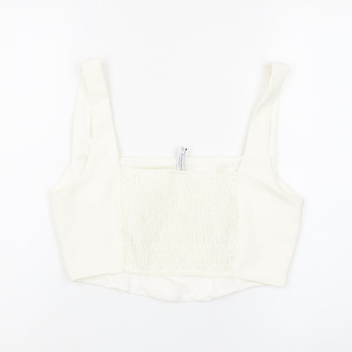 Stradivarius Women Ivory Camisole Tank Top Size 12 Slim Fit
