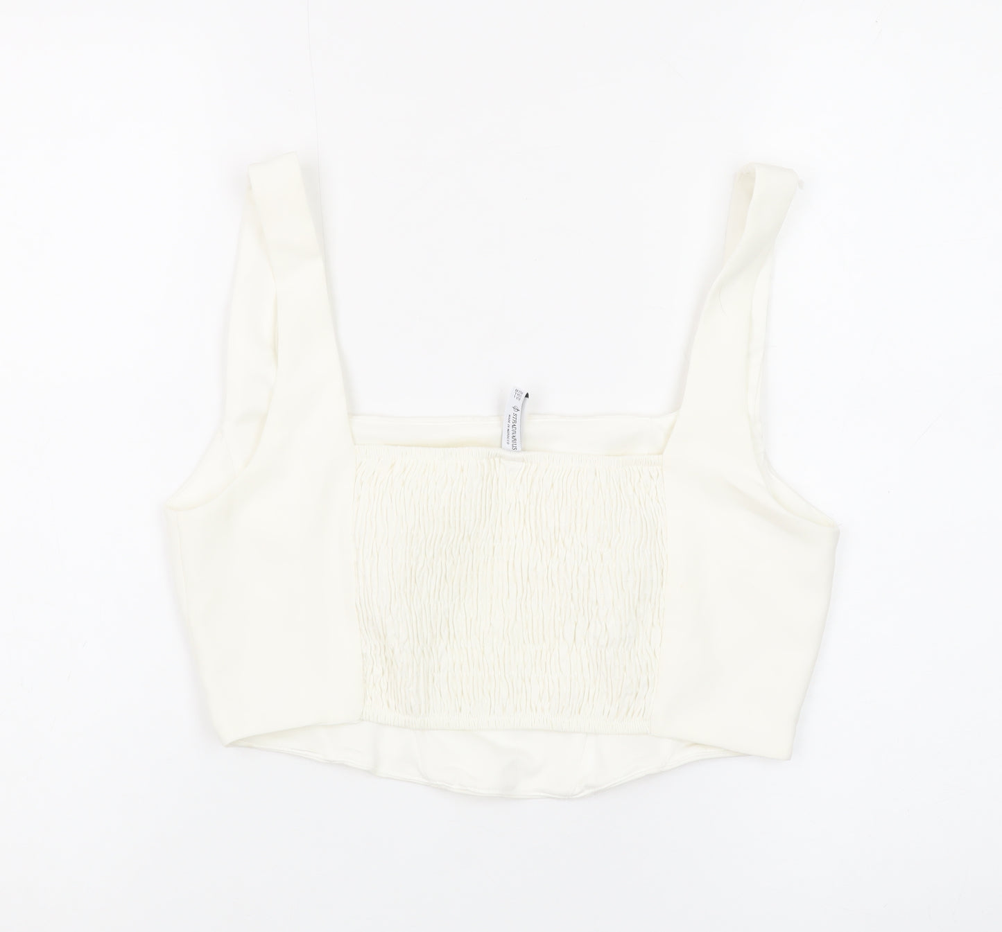 Stradivarius Women Ivory Camisole Tank Top Size 12 Slim Fit