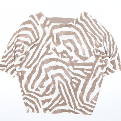 Phase Eight Women Beige Animal Print Linen Viscose Tunic Blouse XS