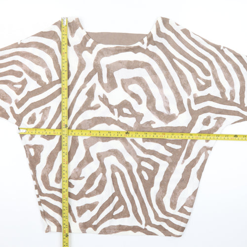 Phase Eight Women Beige Animal Print Linen Viscose Tunic Blouse XS