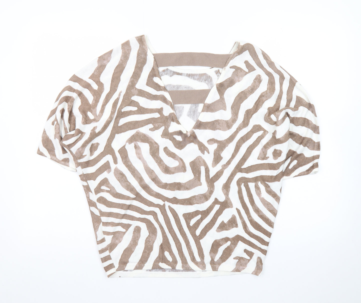 Phase Eight Women Beige Animal Print Linen Viscose Tunic Blouse XS