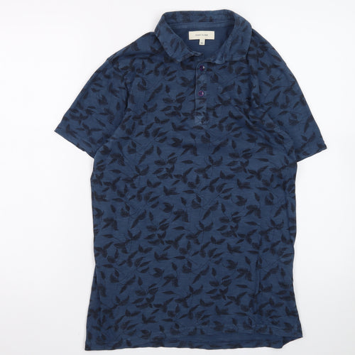 River Island Men's Blue Floral Print Polo Shirt XS