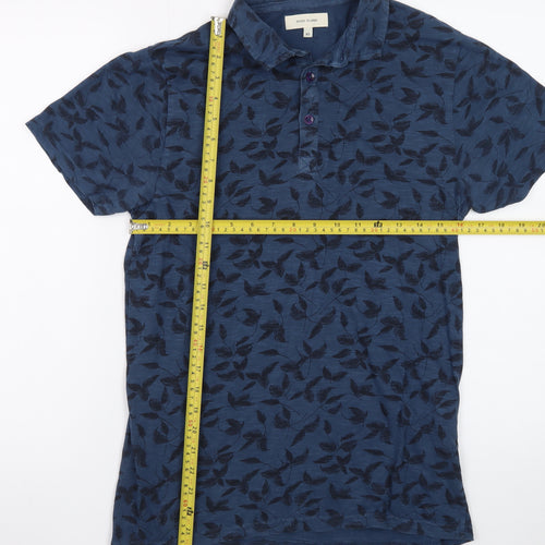 River Island Men's Blue Floral Print Polo Shirt XS