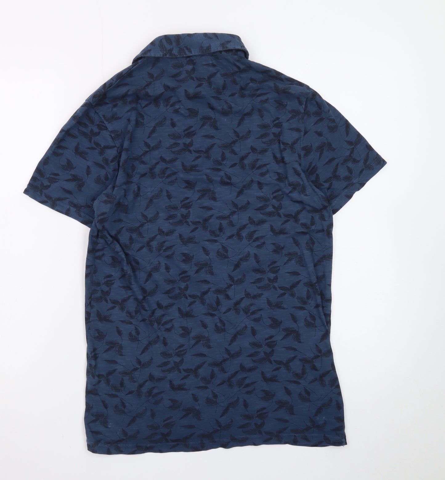 River Island Men's Blue Floral Print Polo Shirt XS