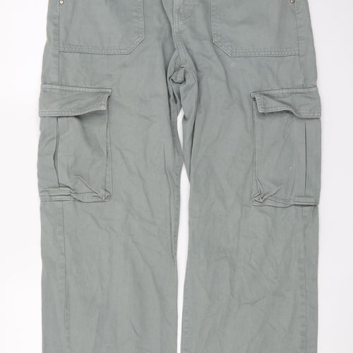 Pull&Bear Men’s Green Cargo Trousers Size M Regular Fit