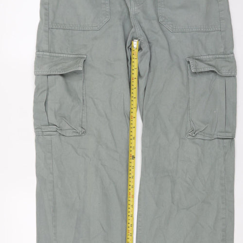 Pull&Bear Men’s Green Cargo Trousers Size M Regular Fit
