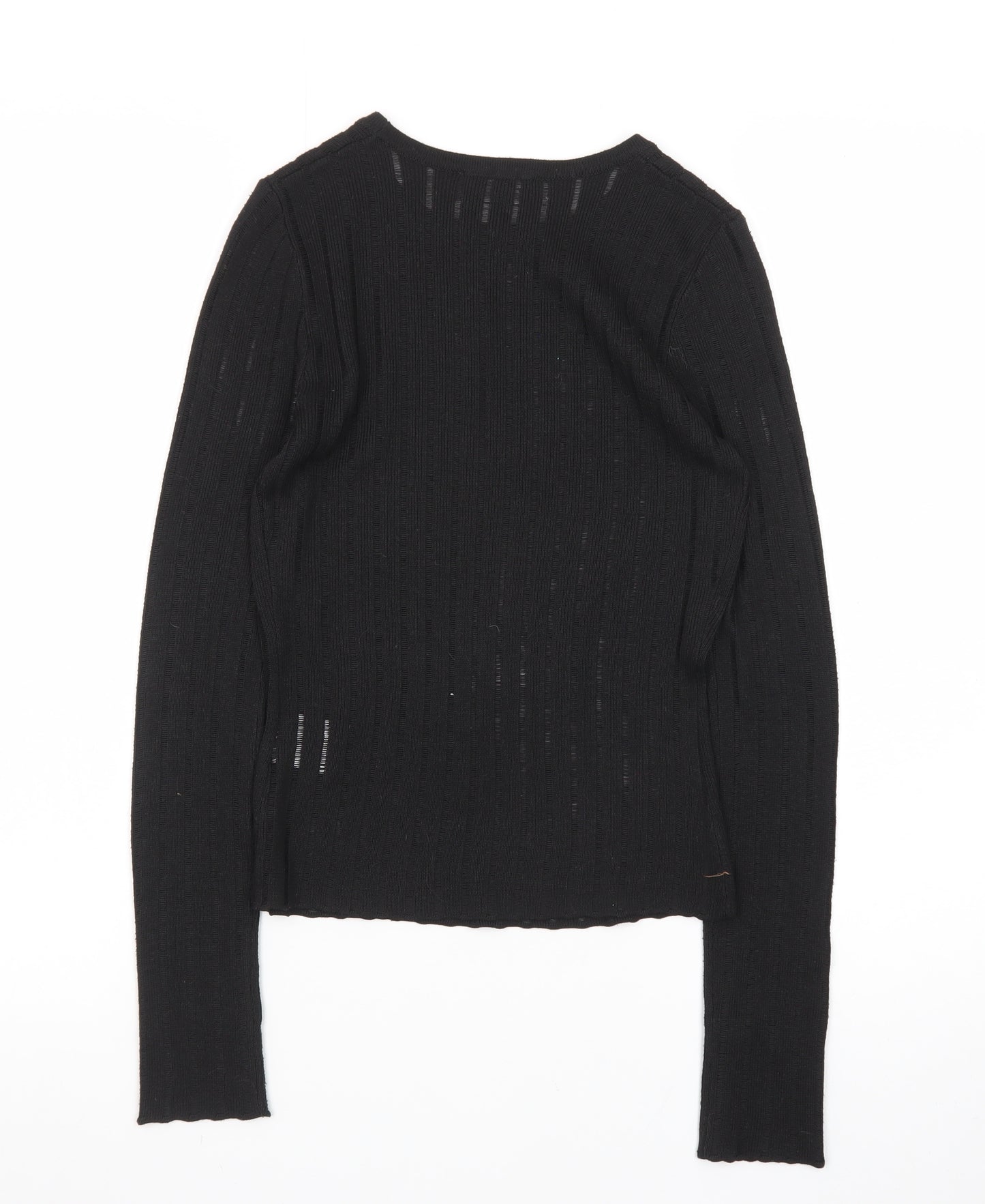 White Fox Women's Black XS Slim Fit Knit Long Sleeve Top