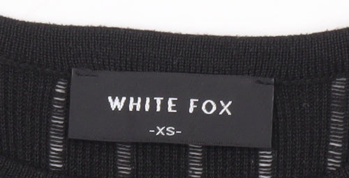 White Fox Women's Black XS Slim Fit Knit Long Sleeve Top
