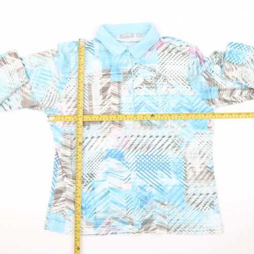 Rabe Women’s Blue Geometric Cotton Polo Top Size 18