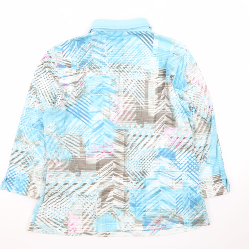 Rabe Women’s Blue Geometric Cotton Polo Top Size 18