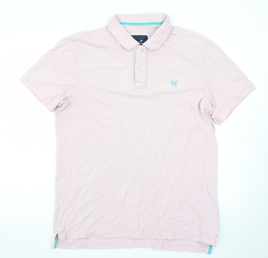 Crew Clothing Co. Men's Pink Cotton Polo Shirt Size L Classic Fit