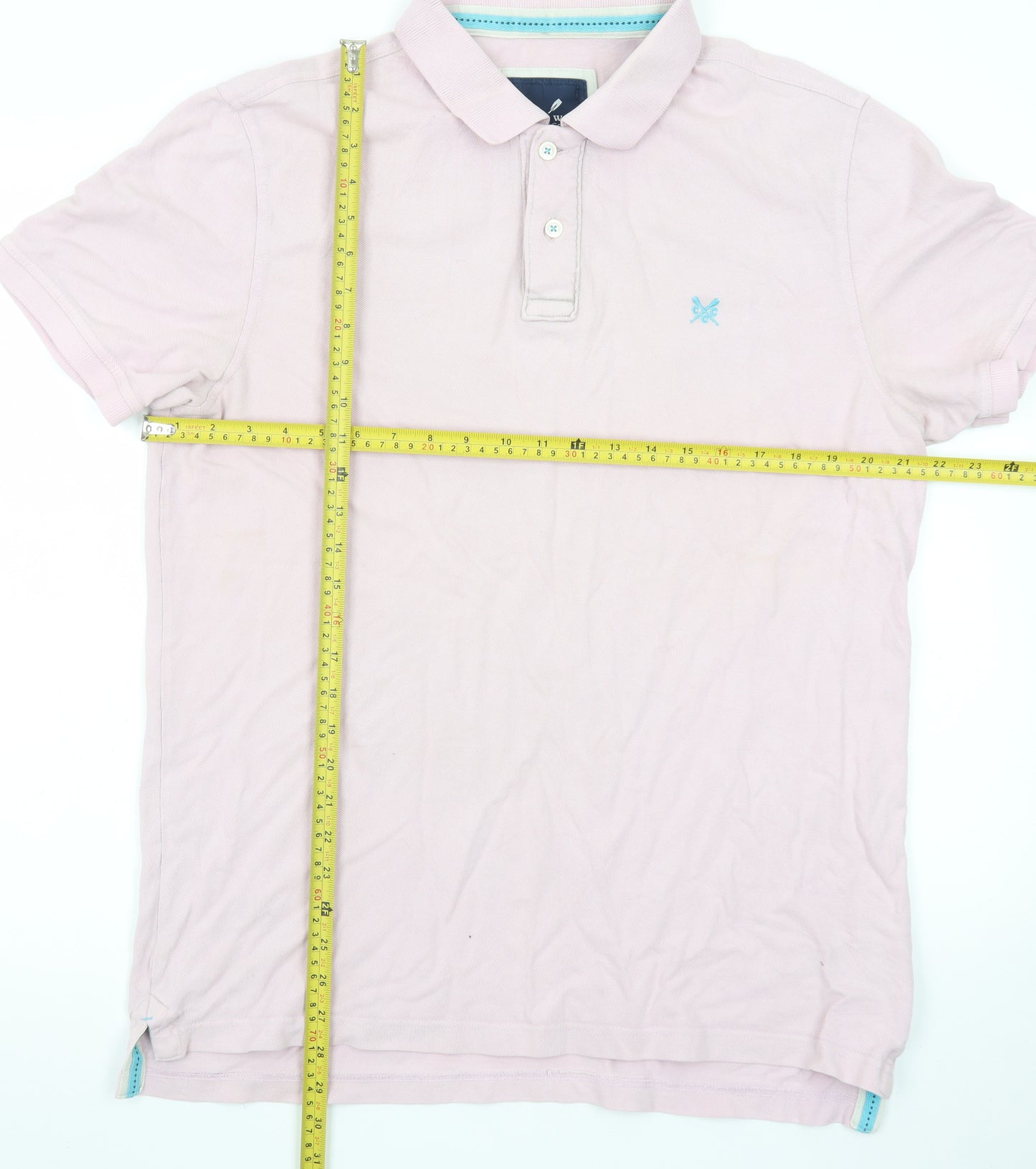 Crew Clothing Co. Men's Pink Cotton Polo Shirt Size L Classic Fit