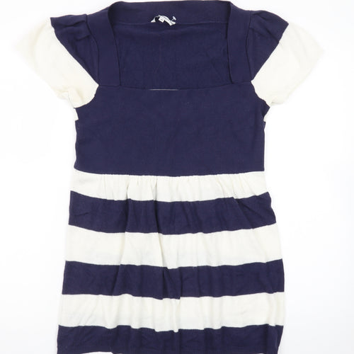Store Twenty One Women Blue Striped Knit Skater Dress Size 14