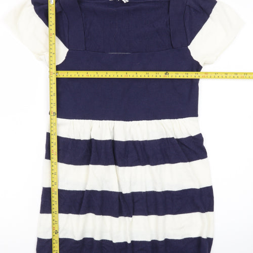 Store Twenty One Women Blue Striped Knit Skater Dress Size 14