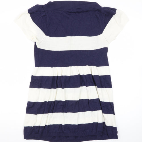 Store Twenty One Women Blue Striped Knit Skater Dress Size 14