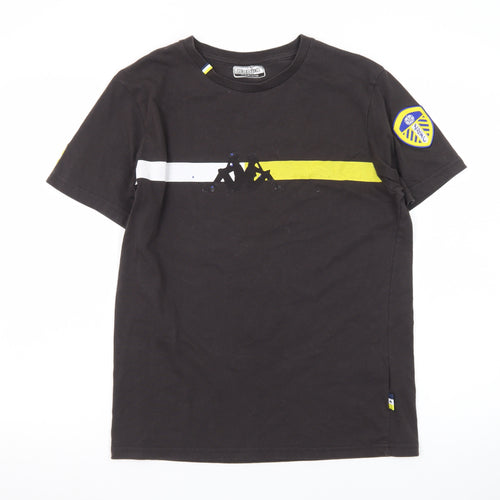 Kappa Men’s Black Leeds United Short Sleeve Graphic Cotton T-Shirt Medium