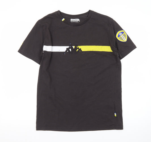 Kappa Men’s Black Leeds United Short Sleeve Graphic Cotton T-Shirt Medium