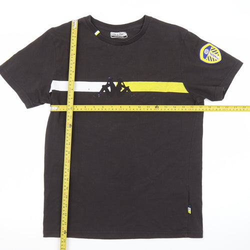Kappa Men’s Black Leeds United Short Sleeve Graphic Cotton T-Shirt Medium