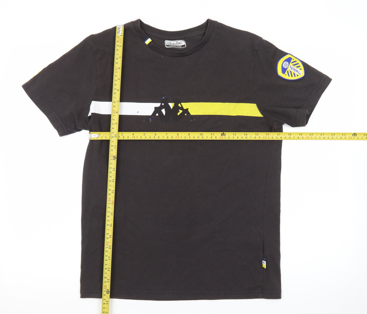 Kappa Men’s Black Leeds United Short Sleeve Graphic Cotton T-Shirt Medium