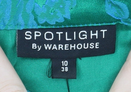 Warehouse Women's Green Floral Strapless Bow Jacquard Dress Size 10