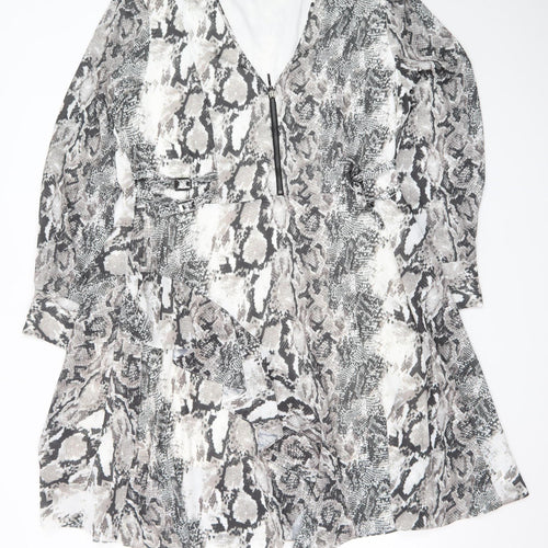 Star by Julien Macdonald Women’s Grey Snake Print Fit & Flare Dress Size 18