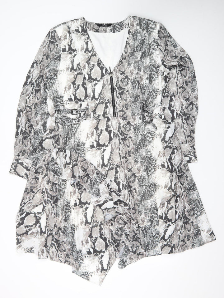 Star by Julien Macdonald Women’s Grey Snake Print Fit & Flare Dress Size 18