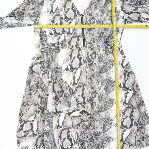 Star by Julien Macdonald Women’s Grey Snake Print Fit & Flare Dress Size 18