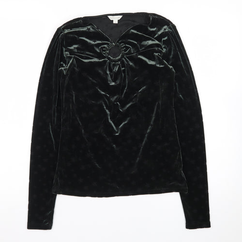 Monsoon Womens Black Velvet Long Sleeve Tunic Blouse Size S