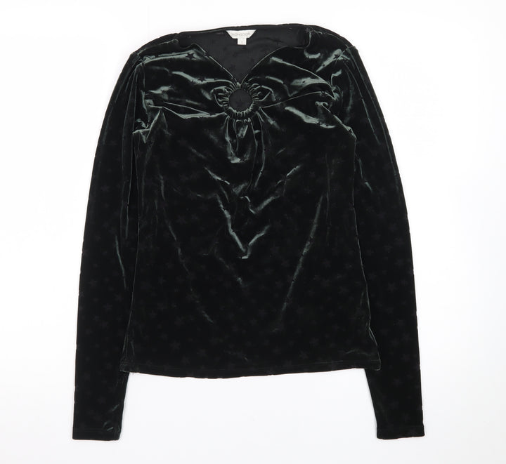 Monsoon Womens Black Velvet Long Sleeve Tunic Blouse Size S