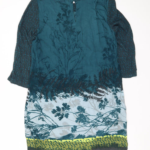 White Stuff Womens Blue Floral Shift Dress Size 12 Knee Length