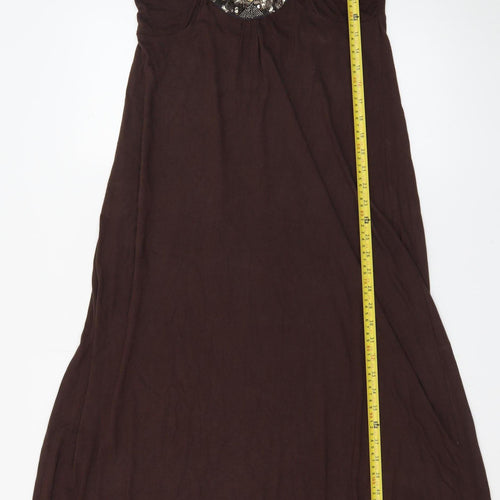 BHS Women’s Petite Brown Sequin A-Line Sleeveless Dress Size 10