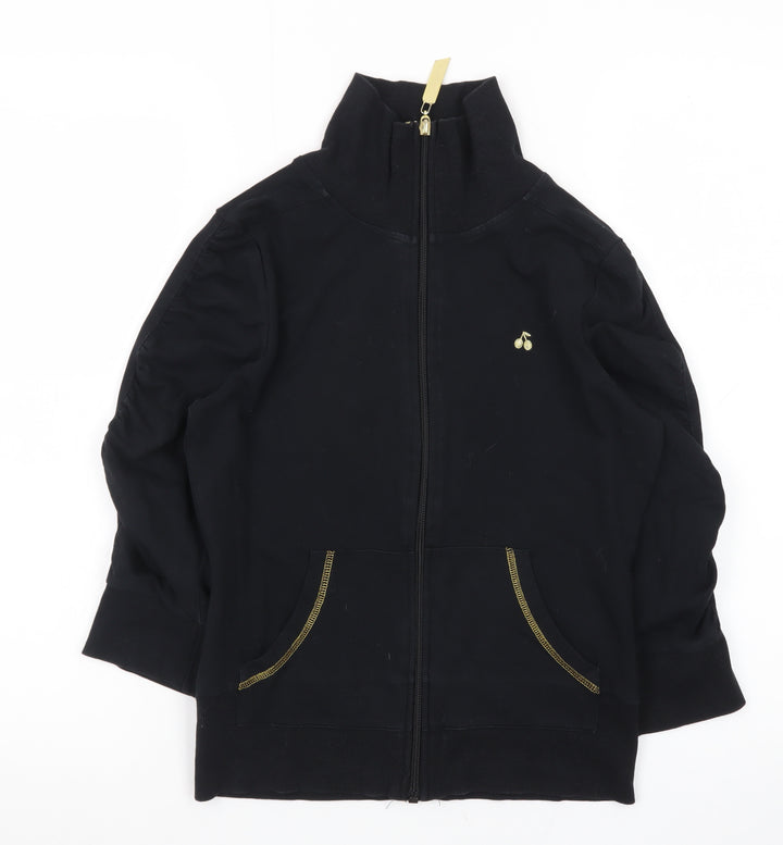 Evie Women's Black Full Zip Basic Jacket Size 10 Cotton Blend