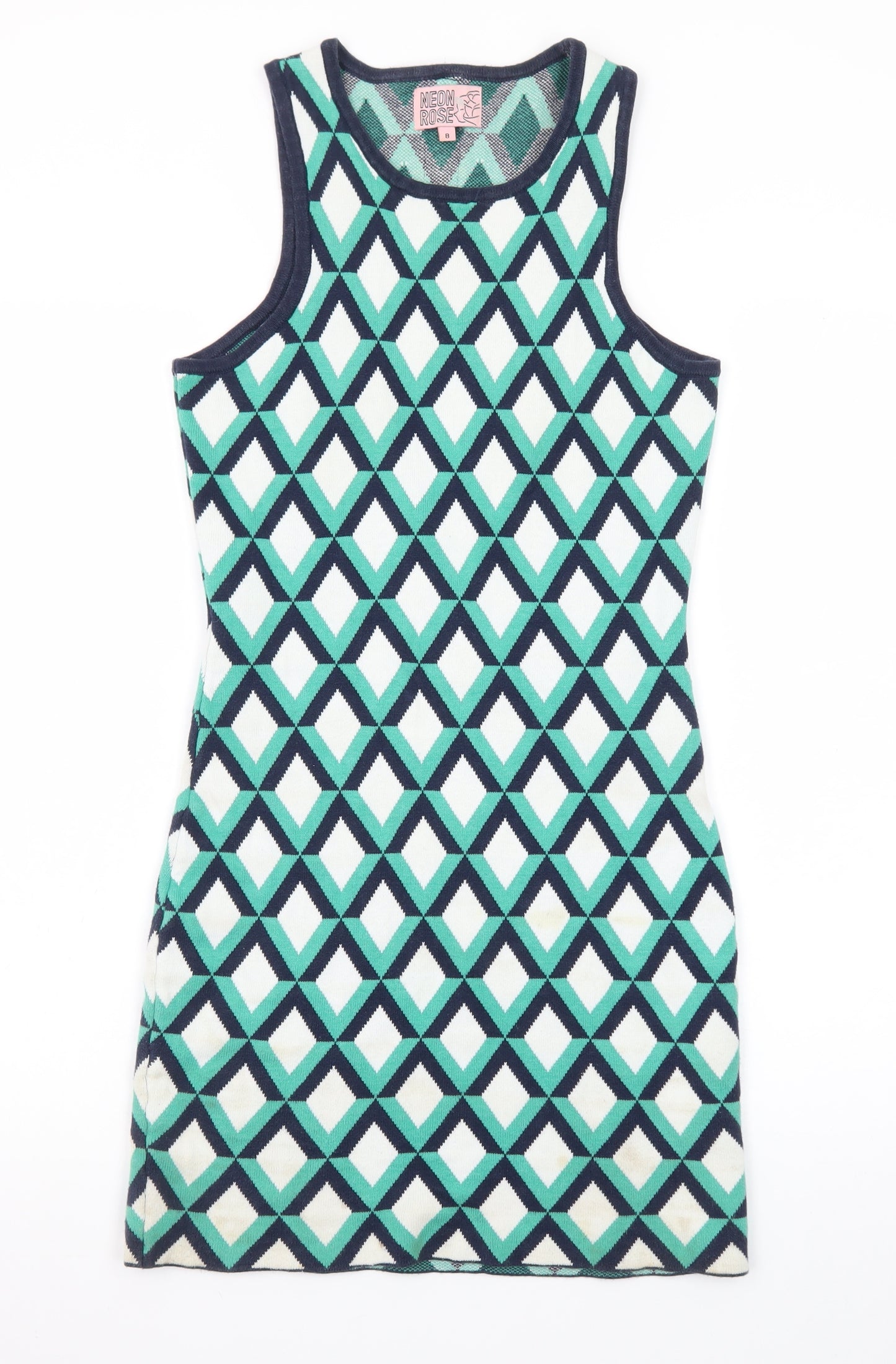 Neon Rose Womens Multicoloured Geometric Bodycon Dress Size 8