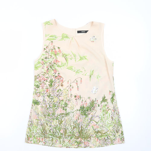 Oasis Women’s Beige Floral Sleeveless Tunic Blouse Size 8