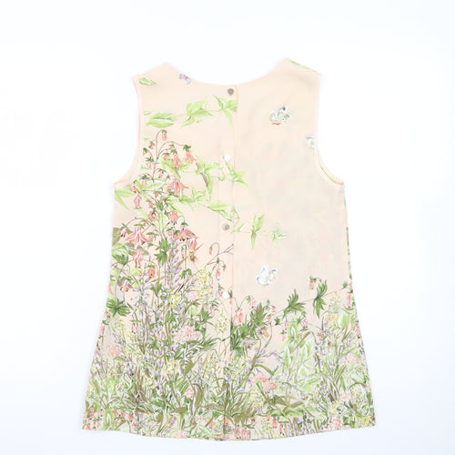 Oasis Women’s Beige Floral Sleeveless Tunic Blouse Size 8