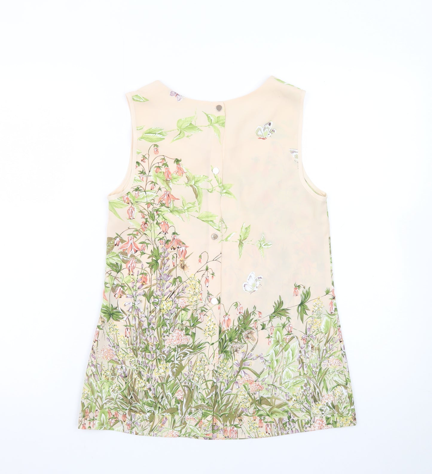 Oasis Women’s Beige Floral Sleeveless Tunic Blouse Size 8