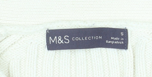 Marks and Spencer Women Cream Pink Striped Cardigan Size S Cotton Knit