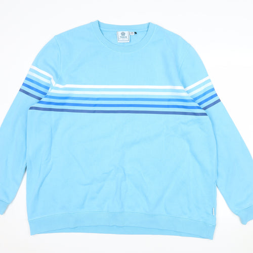 TOG24 Women Blue Striped Pullover Sweatshirt Size 20 Cotton Blend