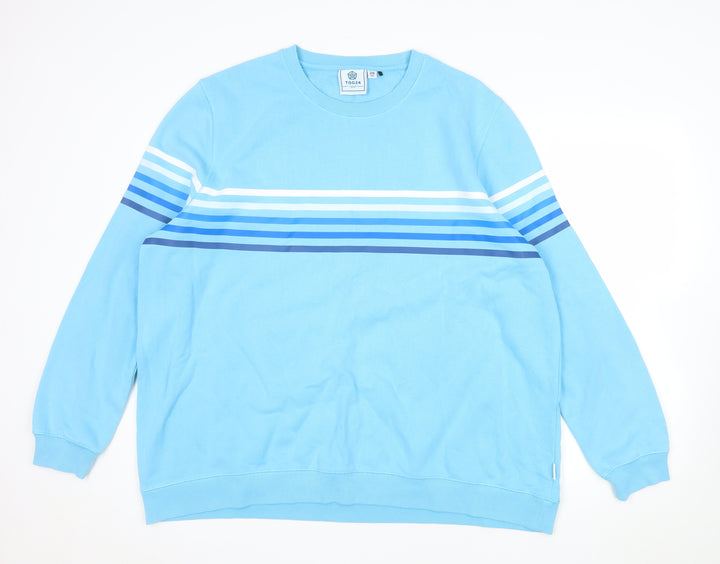 TOG24 Women Blue Striped Pullover Sweatshirt Size 20 Cotton Blend