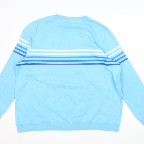 TOG24 Women Blue Striped Pullover Sweatshirt Size 20 Cotton Blend