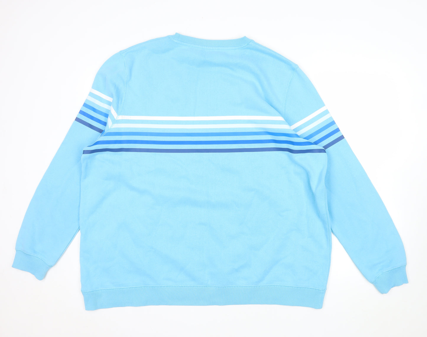 TOG24 Women Blue Striped Pullover Sweatshirt Size 20 Cotton Blend
